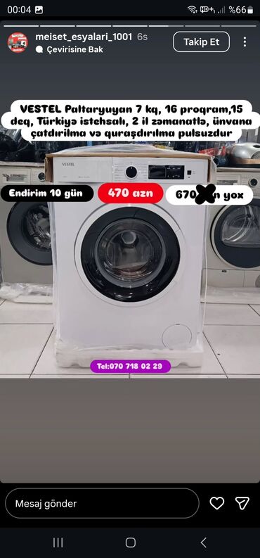 Paltaryuyan maşınlar: Paltaryuyan maşın 8 kq, Yeni, Pulsuz çatdırılma — 2