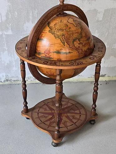 drvene roletne: Globus bar za piće / ukrasni mini bar Dobro stanje 🛠️ Prečnik: 54 cm — 4