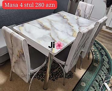 Masa və oturacaq dəstləri: Mətbəx üçün, Yeni, Açılmayan, Dördbucaq masa, 4 stul — 36