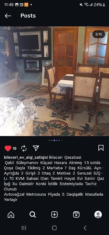 Həyət evləri və villalar: Biləcəri qəsəbəsi, Qabil Süleymanov küçəsi. Hasara alınmış 1.5 sotda — 3