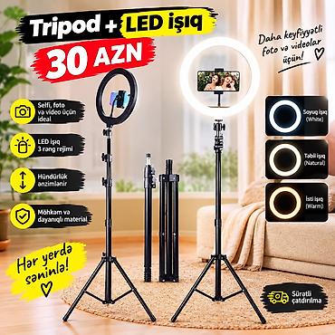 hile mobile: Tripodla birlikdə led işıq 30 AZN Tripodun uzunluğu 1.6 metrdir led — 1