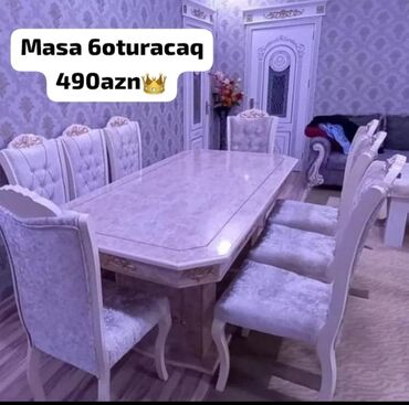 yataq qonaq desti: Qonaq otağı üçün, Yeni, Açılmayan, Dördbucaq masa, 6 stul, Azərbaycan