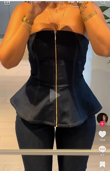 mint: Zara trendi teksas korset vel. S– bez bretela, sa peplum krojem - — 2