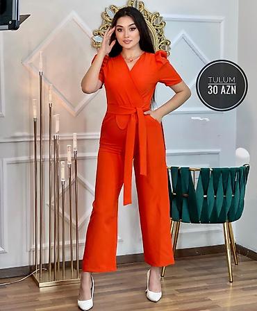 mexmer parca: Qadın tulumu – 20 AZN - Model: Qısa qollu, V-yaxa, sarafan tipli — 1