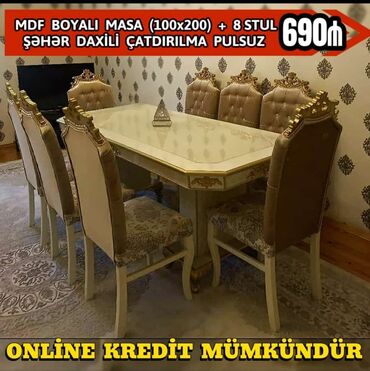 mebel alıram: Qonaq otağı üçün, Yeni, Açılmayan, Dördbucaq masa, 8 stul, Azərbaycan