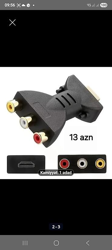 iphone 13 starlight: HDMI to 3 RCA (AV) çevirmə adapteri - HDMI giriş → Kompozit RCA — 1