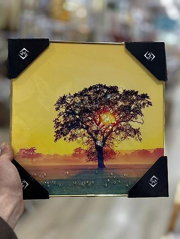 Şəkillər, tablolar: Şüşə üzərində 3D dekorlu tablo seti Divar tablosu Ölçü : 27x27 — 8