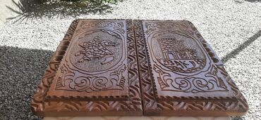 Şahmatlar: Əl işı taxta şahmat/nərd dəsti - Material: bərk ağac (əl oyması) - — 10