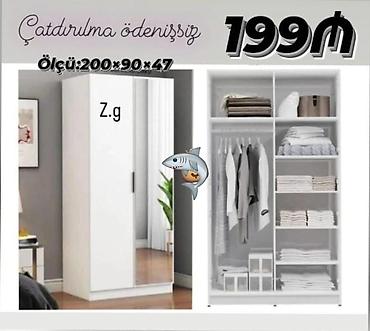 toy guzgusu: Ağ rəngli 2 qapılı geyim dolabı - Ölçü: 200 × 90 × 47 sm - Daxili — 1