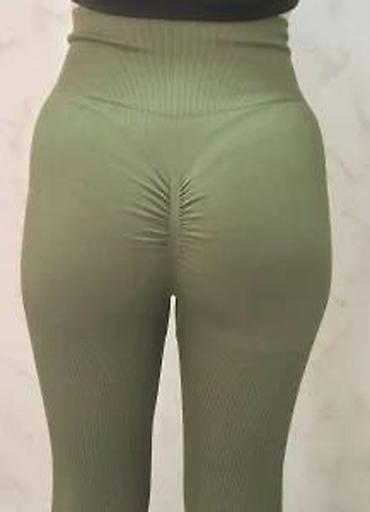 Helanke, biciklistički šortsevi: Ženske sportske helanke – maslinasto zelene - Visok struk sa širokim — 18