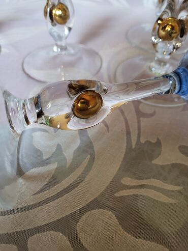 Čaše: Case za vino kristal,rucni rad Bohemija 1950godina +. Case komada 6 — 18