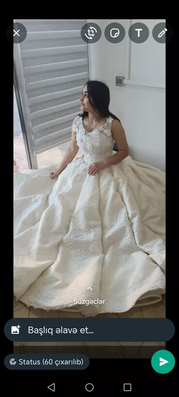 Toy paltarları: Gəlinik tecili satlır 200 azn yox❌100 azn arxası şilefdi maye — 5
