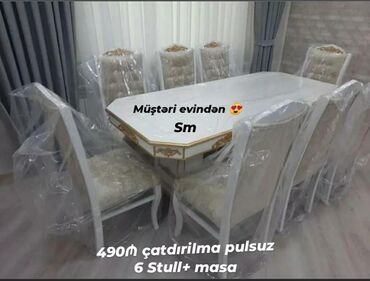Masa və oturacaq dəstləri: Qonaq otağı üçün, Yeni, 6 stul — 7