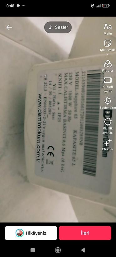 shakelli yag: Demirdöküm Sapphire 65 elektrikli su qızdırıcısı - Model: Sapphire 65 — 2