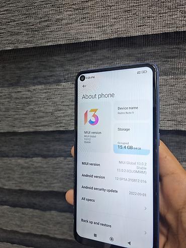 kamerasi: Redmi Note 9, 64 GB, rəng - Mavi, Barmaq izi — 3