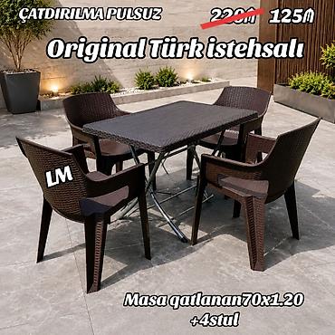 Yeni Plastik masa dəsti📌 Türk istehsalı masa+4STUL 📌 Qiymət: 125₼ lalafo.az -da Yeni Plastik masa dəsti📌 Türk istehsalı masa+4STUL 📌 Qiymət: 125₼