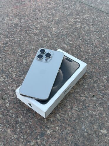 телефоны айфон: IPhone 15 Pro, Б/у, 256 ГБ, Natural Titanium, Коробка, Чехол, Защитное стекло, 87 %