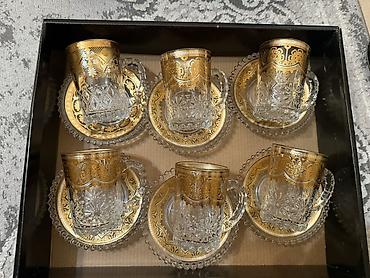 Çay dəsti, rəng - Qızılı, Xrustal, 6 nəfərlik, Türkiyə lalafo.az -da Çay dəsti, rəng - Qızılı, Xrustal, 6 nəfərlik, Türkiyə
