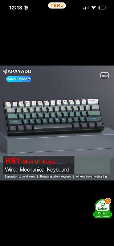 Noutbuklar və aksesuarlar: NK61 Mexaniki Klaviatura • 61 düymə — 60% kompakt format • Mexaniki — 5