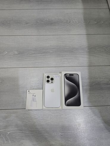 iphone qw: IPhone 15 Pro, Б/у, 256 ГБ, White Titanium, Коробка, 87 %