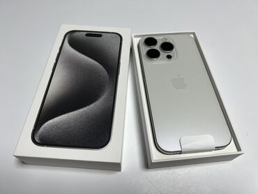 Apple iPhone: IPhone 15 Pro, Б/у, 256 ГБ, White Titanium, Зарядное устройство, Кабель, Коробка, 95 %