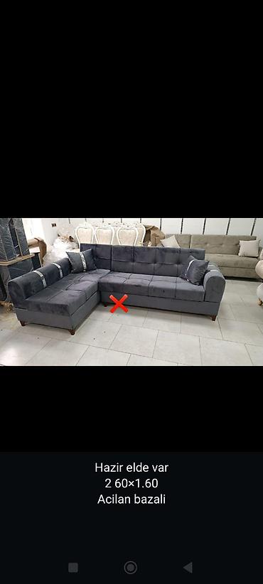 taxta yataq: L şəkilli yumşaq künc divan - Ölçü: 2.60 × 1.60 m - Açılan mexanizmli — 1