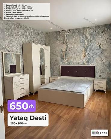 Ev və bağ: Yataq Dəsti – 160×200 sm Komplekt: - Çarpayı: 1 ədəd, 160×200 sm - — 1