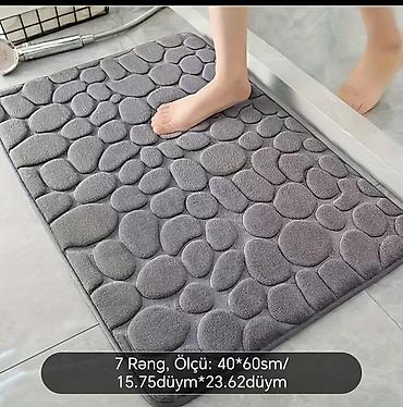 ковер: Hamam üçün daş naxışlı yumşaq ayaqaltı xalça - Rəng: tünd boz - Ölçü — 1