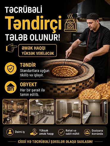 təndirci: Aşpaz tələb olunur, Təndirçi, İstənilən yaş, 1-2 illik təcrübə — 1