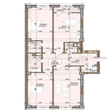 24: 3 комнаты, 141 м², Асанбай мкр Элитка, 11 этаж, ПСО (под самоотделку) — 1