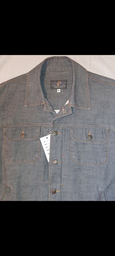 куртка джинсовая мужская: Куртка L (EU 40), цвет - Серый