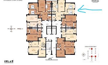 ихлас кв: Квартира в ЖК Ihlas-Jal, блок Г, этаж 4й, 87,88м2 - Планировка: 3 — 2