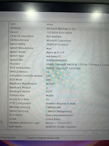 ipheno 11: Acer noutbuk Əsas xüsusiyyətlər: - Ekran: 14–15.6" (şəkillərdə nazik — 5