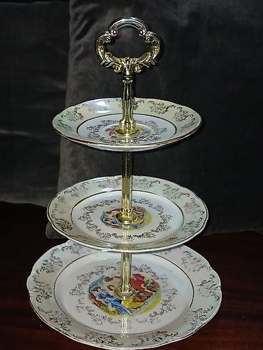 Süfrə qab-qacağı: Tort və şiriniyyat qabı, rəng - Qızılı, Farfor — 1