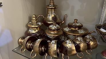 keramik tava: Çay dəsti, rəng - Qızılı, 6 nəfərlik — 1