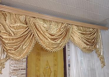 krucok: İşlənmiş, Satin Pərdə, rəng - Qızılı — 1