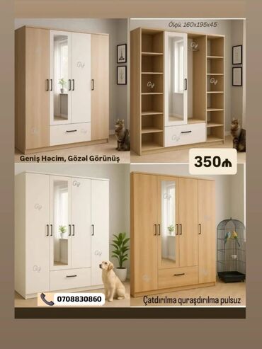 Açılan, 3 qapılı Düz dolab, Qarderob, paltar dolabı