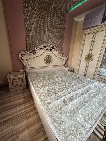 кухонный гарнитур детский: Спальный гарнитур, Двуспальная кровать, ДСП, цвет - Бежевый