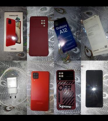 samsung s6312: Samsung Galaxy A12, 64 ГБ, цвет - Красный, Отпечаток пальца, Две SIM карты, Face ID