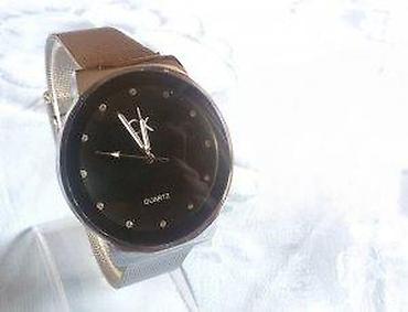 prstenje swarovski: Elegantni ručni sat sa kvarcnim mehanizmom. Minimalistički crni — 4