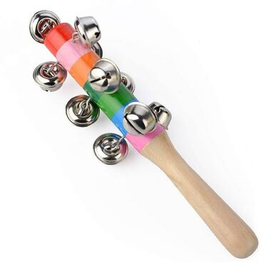 детские игрушки погремушки: Погремушка с бубенцами 18см Колокольчик на палочке - очень простой и