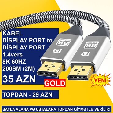 Digər kompüter aksesuarları: Display Port Kabellər SAYLA ALANA VƏ USTALARA TOPDAN QİYMƏTLƏ VERİLİR! -da lalafo.az — 6 Digər kompüter aksesuarları: Display Port Kabellər SAYLA ALANA VƏ USTALARA TOPDAN QİYMƏTLƏ VERİLİR! — 6