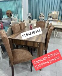 Masa və oturacaq dəstləri: Qonaq otağı üçün, Yeni, Açılmayan, Dördbucaq masa, 6 stul — 2