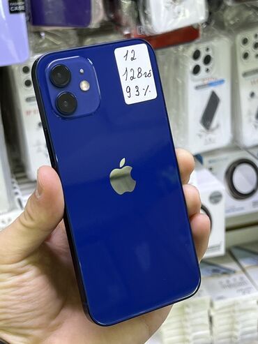 Apple iPhone: IPhone 12, Б/у, 128 ГБ, Синий, Наушники, Зарядное устройство, Защитное стекло, В рассрочку, 93 %