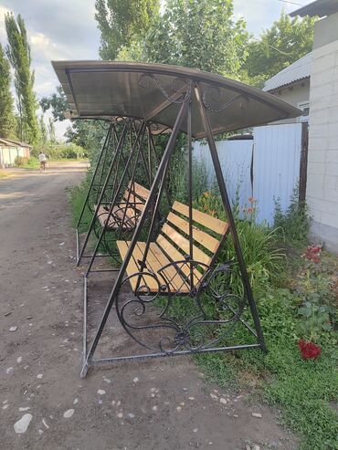 Садовые качели: Садовые качели Металл, Со спинкой, С крышей — 5