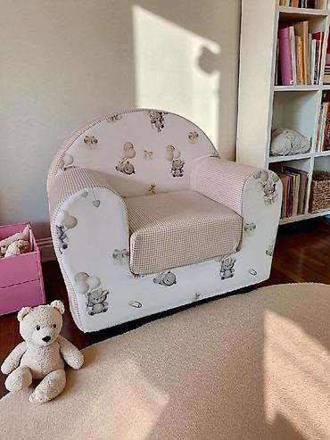 tapacirani deciji kreveti: 🌈BAMBI foteljica 🪑Dimenzije:55×45 cm ✨ Sedeći deo: 30×30 cm 🛏️ — 2