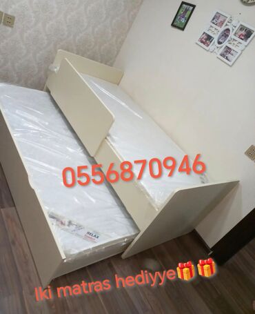 İkimərtəbəli uşaq çarpayıları: Oğlan və qız üçün, Yeni, Çarpayı, Matras ilə, Siyirməli, Laminat — 24