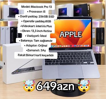 İşlənmiş Apple MacBook, 13.3 ", Intel Core i5, 256 GB
