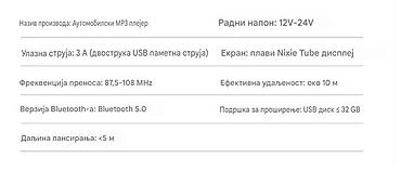 Auto oprema: Tekst oglasa Naziv proizvoda: Auto MP3 plejer Materijal: ABS Boja — 17