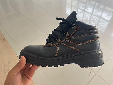 iş botinkaları: Qara rəngli iş/trekking tipli ayaqqabı - Material: qalın, toxumalı — 3